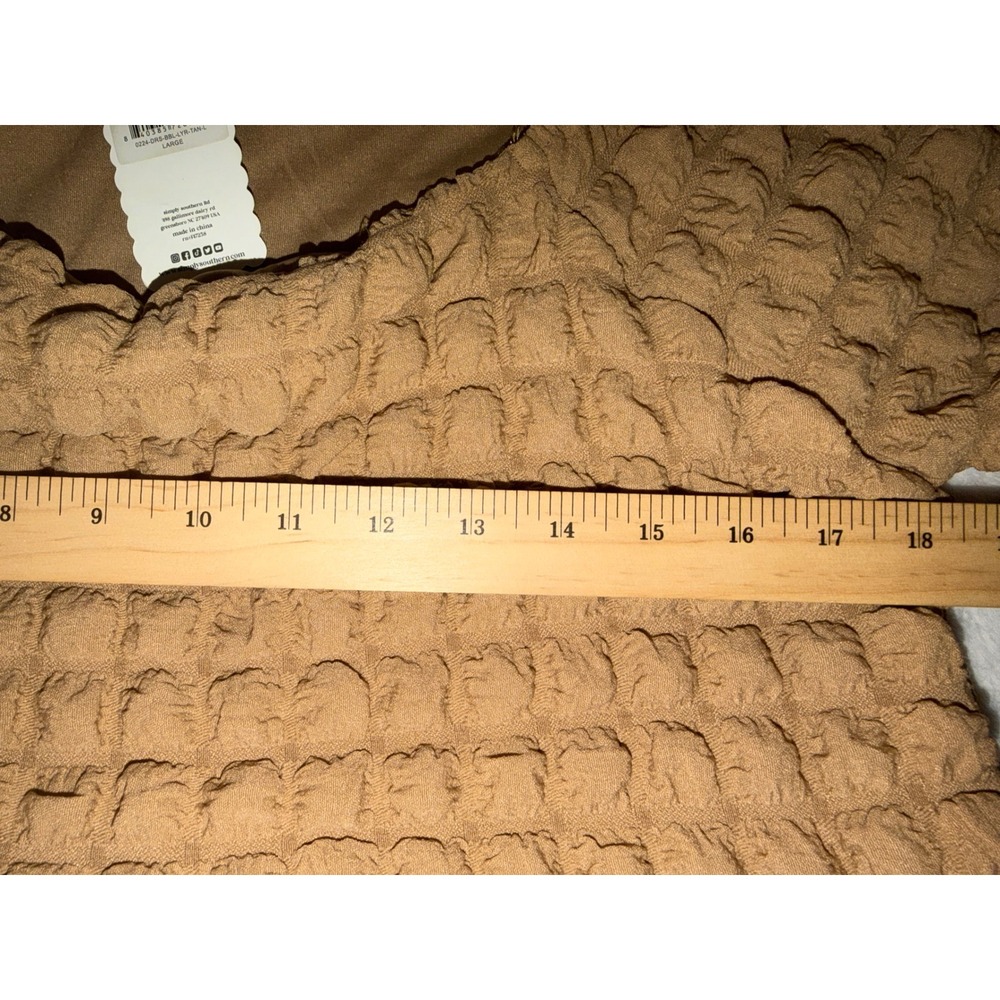Simply Southern Bubble Knit Tiered Dress Tan Popcorn Texture Long Sleeve Large - Picture 7 of 13